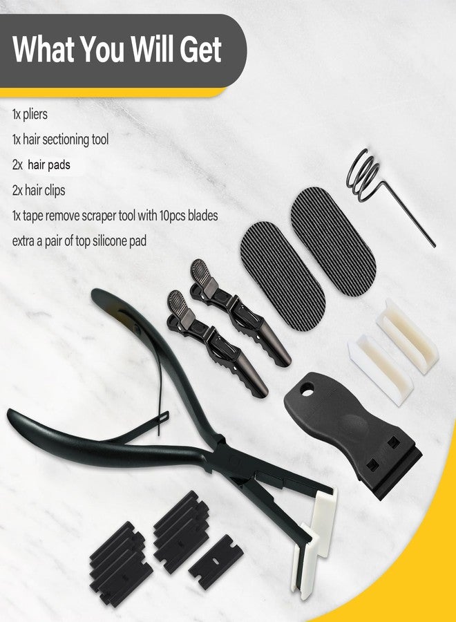 Gomake Tape in Hair Extension Tools Kit with Flat Surface Stainless Steel Tape in Hair Extensions Sealing Clamp Plier,Tape Remover Scraper Tool,Hair Clips, Human Hair Extensions Styling Tools-Black - Image 2